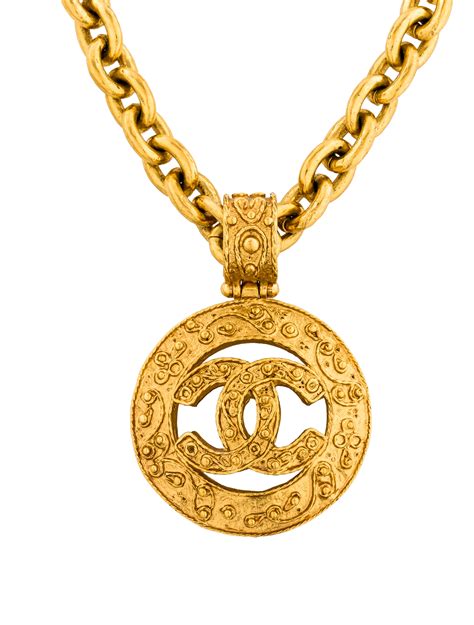 chanel logo necklace gold plated|Chanel long necklace with logo.